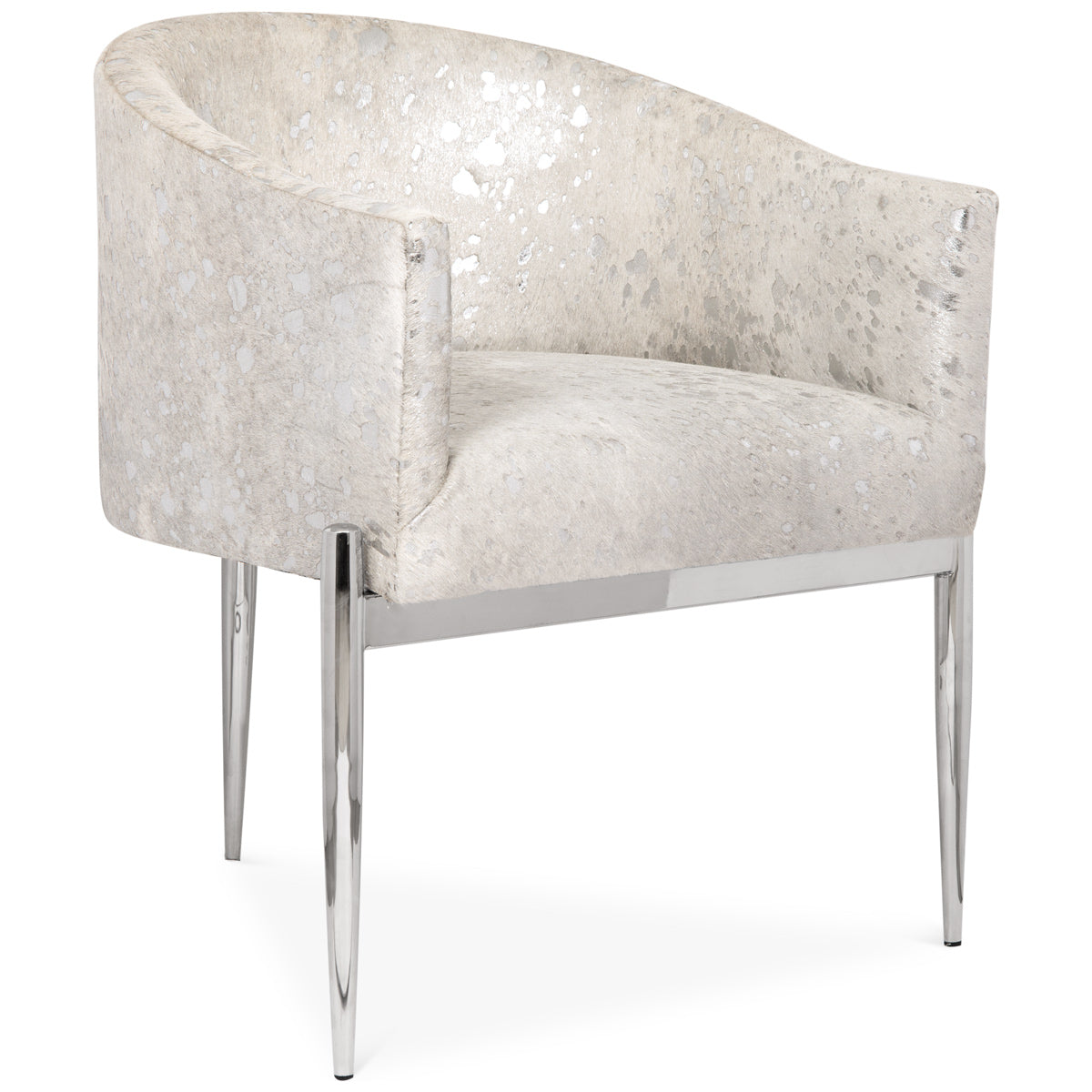 Art Deco Dining Chair in Silver Speckled Cowhide