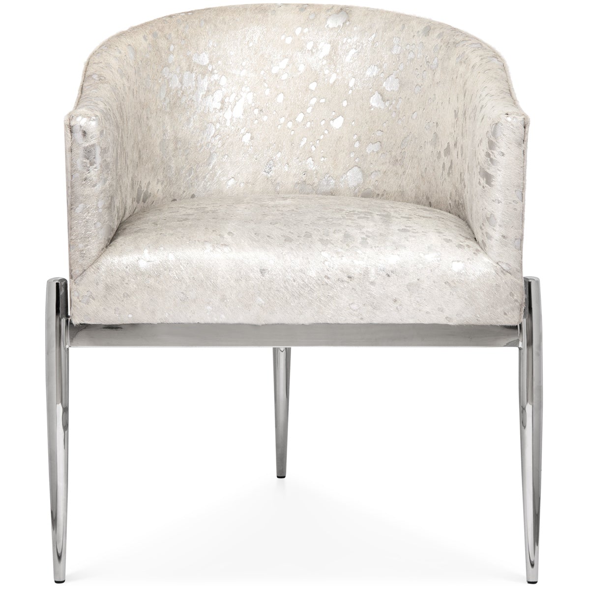 Art Deco Dining Chair in Silver Speckled Cowhide