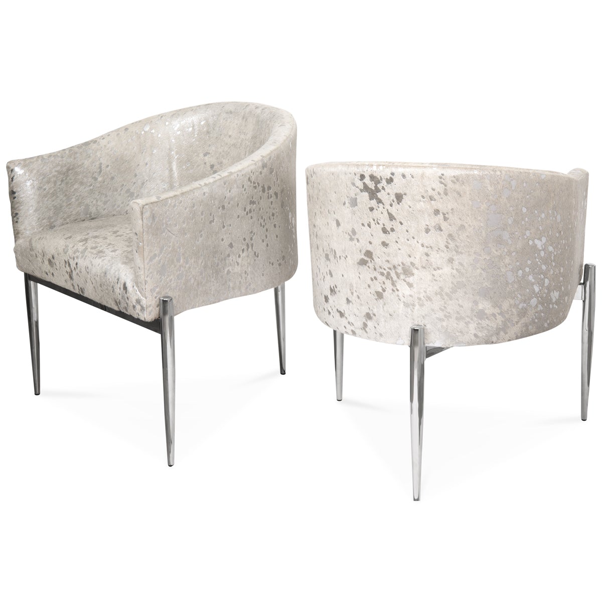 Art Deco Dining Chair in Silver Speckled Cowhide