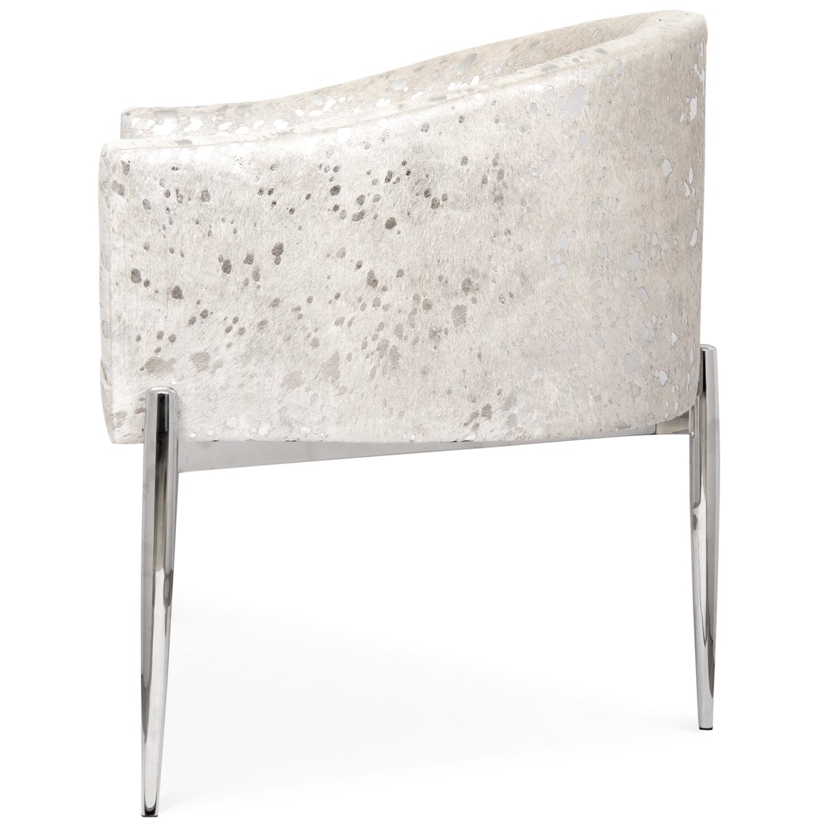 Art Deco Dining Chair in Silver Speckled Cowhide
