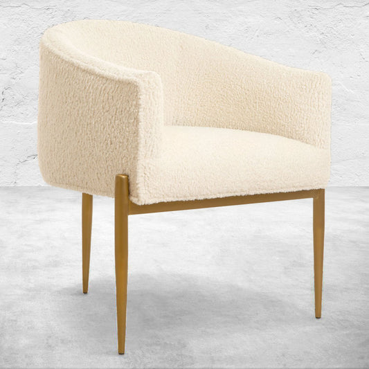 Art Deco Dining Chair in Faux Sheepskin